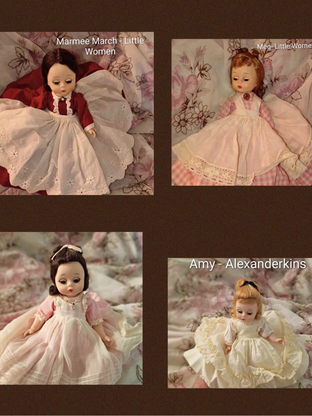 Mini Vintage-Style Dolls in White and Cream Dress